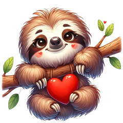 Wall Mural - cute valentine sloth