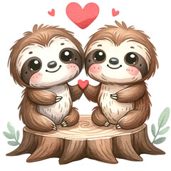 Wall Mural - cute valentine sloth