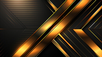 Wall Mural - Sleek black and gold geometric background useful for technology backdrops.