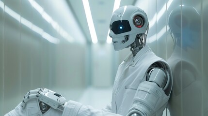 Aufkleber - A robot doctor in clinic, robotic doctor is the future of medicine. Artificial intelligence Modern technologies of neural networks. Generative AI.