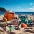 Verschiedenes Kinderspielzeug im Sand