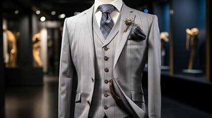 Canvas Print - a suit, jacket, tie and other clothing pieces are on display in a store