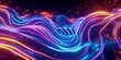 3d rendering. Digital wallpaper, abstract neon background with wavy glowing lines, Generative AI