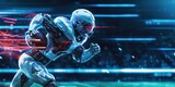Fototapeta Do przedpokoju - robotic american football player in speed running