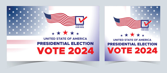 Wall Mural - Set Of Vote 2024. Presidential election day in united states. Election 2024 USA. Political election campaign banner. background, post, Banner, card, poster design with Vote day November 5 US