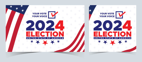 Wall Mural - Set Of Vote 2024. Presidential election day in united states. Election 2024 USA. Political election campaign banner. background, post, Banner, card, poster design with Vote day November 5 US