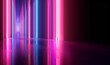 © Reeta - 3d render, abstract neon background with pink and blue neon lines and reflection on the floor, Generative AI