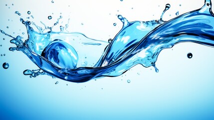 A splash of blue water with small bubbles resembling a flowing wave.