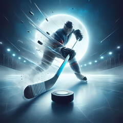 Wall Mural - hockey player and puck, Generative Ai