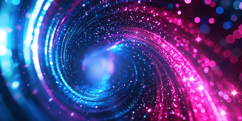 Poster - colorful abstract spiral rays and waves with cosmic rays, neon style