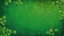 The Frame Border Green Clover Leaf, Shamrock, Watercolor, And Vibrant Green Of The St. Patrick's Day Lucky Four-leaf Clover Background Was Eye-catching.