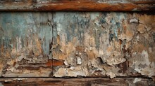A Close-up Of Peeling Paint On An Old Barn Door. Oil Artwork. 