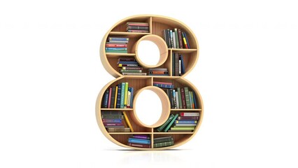 Poster - Numbers 0 to 10 in the form of shelves with books isolated on white. Countdown or counting for school, education