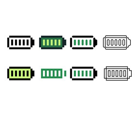 Poster - Pixel art outline sets icon of battery variation color. battery icon on pixelated style. 8bits perfect for game asset or design asset element for your game design. Simple pixel art icon asset.