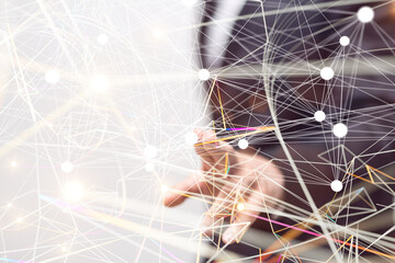Poster - conference Digital Network and data concept 3d