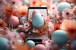 conceptual easter smartphone background. 
