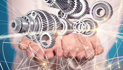 Poster - gear Technology background. Big data concept