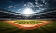 Sunlit Baseball Field With Clouds