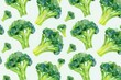 watercolor Illustration Features Broccoli Pattern