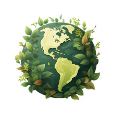Wall Mural - Planet with trees growing illustration isolated on transparent background. Save the planet concept