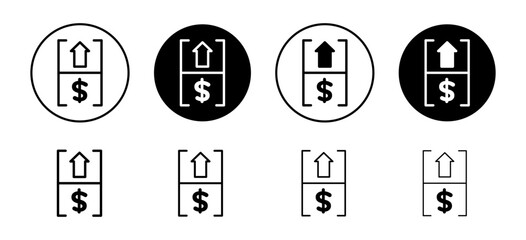 Poster - Dollar rate increase vector icon set collection. Dollar rate increase Outline flat Icon.
