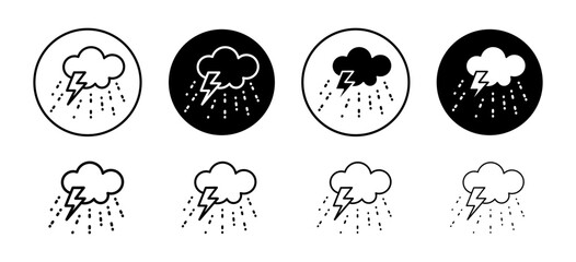 Poster - Thunderstorm vector icon set collection. Thunderstorm Outline flat Icon.