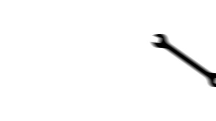 Poster - Animation set, wrench symbol. Animations: transparency, zooms, transition top to down, transition left to right, slide up to down, slide left to right