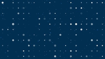 Poster - Template animation of evenly spaced info symbols of different sizes and opacity. Animation of transparency and size. Seamless looped 4k animation on dark blue background with stars