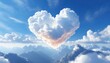 Heart shaped cloud on a blue sky. Valentine's day concept.