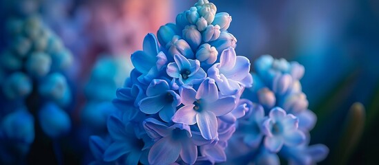 Canvas Print - A vibrant close-up showcasing a bunch of blue and purple flowers including petals in electric blue, violet, and magenta hues.