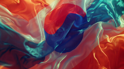 South korea for olympic games, elegant wavy flowing silk fabric texture depicting luxury and fluidity.