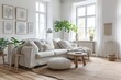 Living room in Scandinavian interior design.