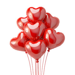 Wall Mural - Red heart shape balloons isolated on transparent background