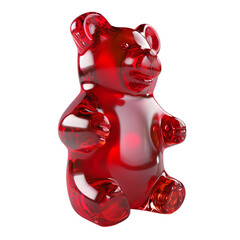 Canvas Print - Red Sweet jelly gummy bear isolated on transparent background