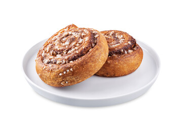 Wall Mural - Cinnamon roll buns on a white isolated background