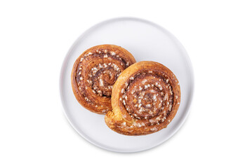 Wall Mural - Cinnamon roll buns on a white isolated background