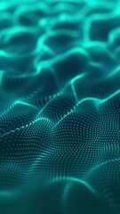 Wall Mural - sky blue color abstract particle foam field waving smoothly like fluid. waving particles motion grap