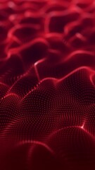 Wall Mural - red color abstract particle foam field waving smoothly like fluid. waving particles motion graphics 