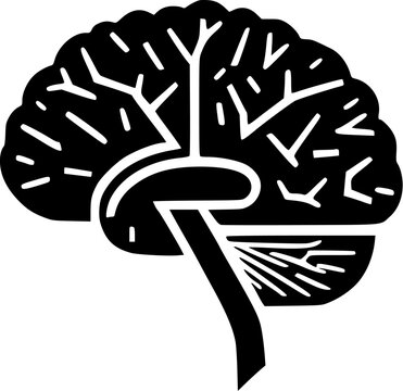 Human brain illustration. Brain with flashes of lightning and rays. Finding an idea or solving a problem. Vector flat illustration isolated on the white background
