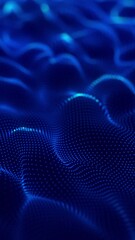 Wall Mural - blue color abstract particle foam field waving smoothly like fluid. waving particles motion graphics