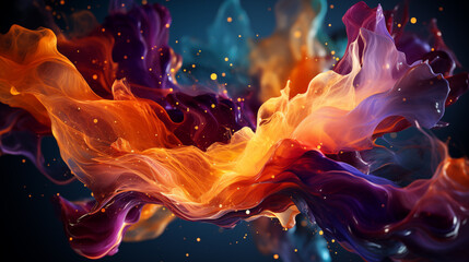 Wall Mural - Striking explosion of vivid colors in motion, resembling a dynamic, abstract floral form.