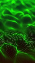 Wall Mural - green color abstract particle foam field waving smoothly like fluid. waving particles motion graphic