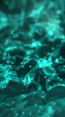Wall Mural - blue color abstract particle foam field waving smoothly like fluid. waving triangles particles motio