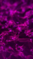 Wall Mural - pink color abstract particle foam field waving smoothly like fluid. waving triangles particles motio