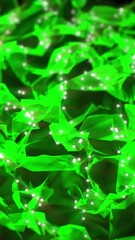 Wall Mural - green color abstract particle foam field waving smoothly like fluid. waving triangles particles moti