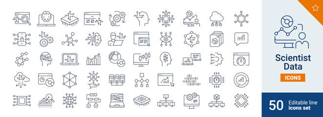 Aufkleber - Scientist icons Pixel perfect. Network, system, server, ....