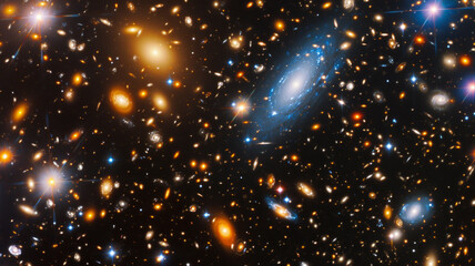 Wall Mural - cosmic mosaic, unraveling a tapestry of distant galaxies in the vast cosmic expanse