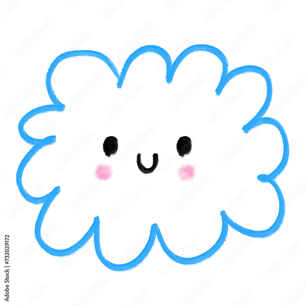Doodle Cloud with Smiling Face. Cute Nursery Illustration of Hand Drawn ...
