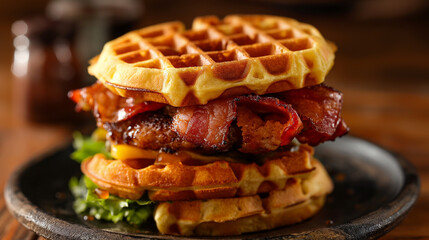 Wall Mural - waffle with bacon 