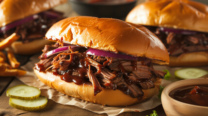 Wall Mural - Gourmet barbecue beef sandwiches